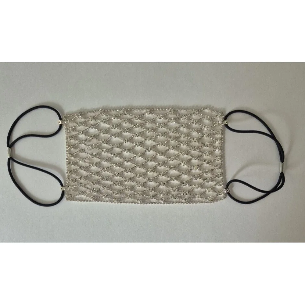 Silver Bling Shiny Rhinestone Mesh Cosplay Costume Face Mask Accessory New